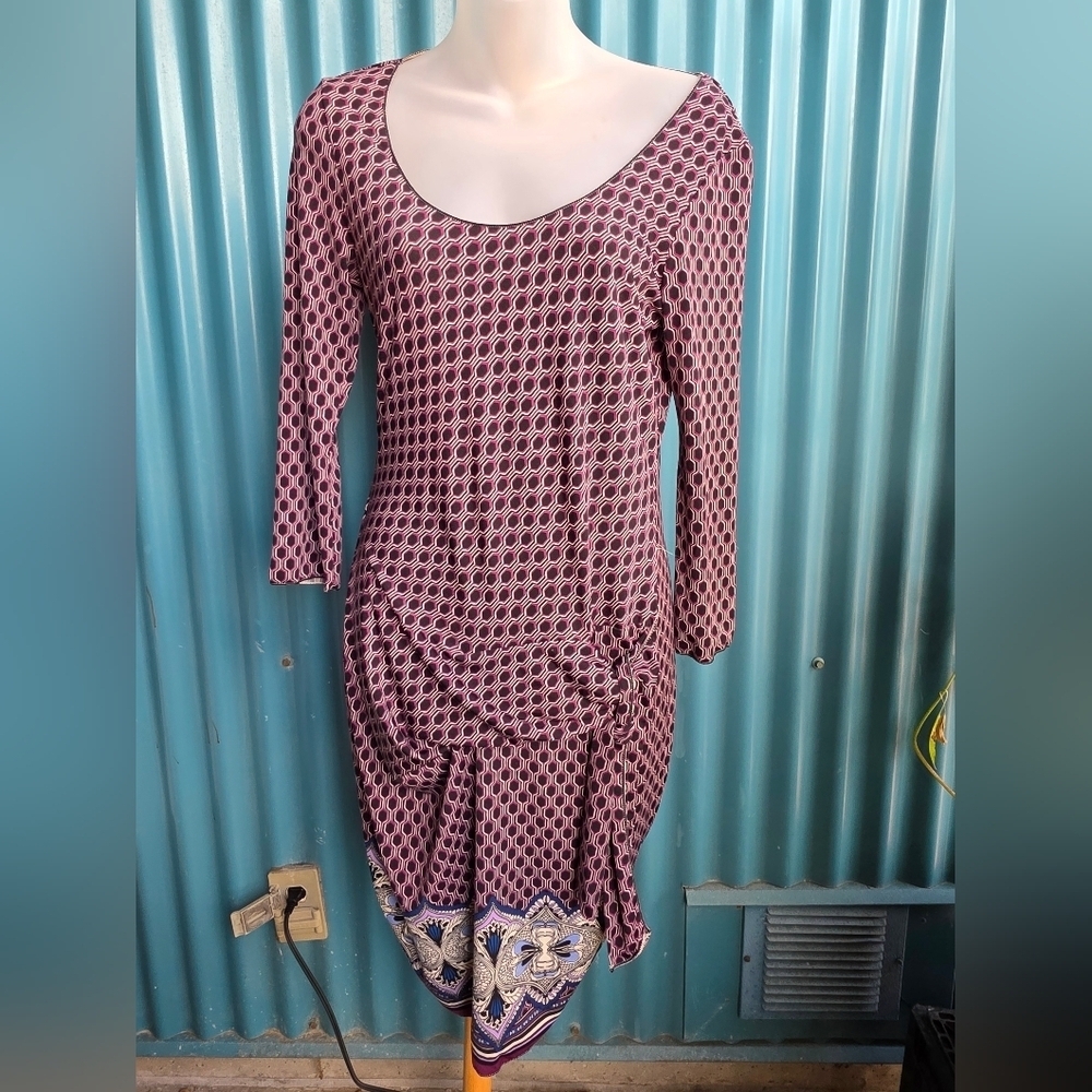 Max Studio Pink and Purple Long Sleeve Dress Medium